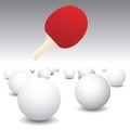 Isolated ping pong balls with paddle Royalty Free Stock Photo