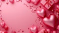Isolated on pink background Valentine themed romantic background with hearts