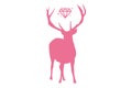 Isolated pink deer with brilliant near the horns.