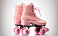 Isolated pink roller skates on a white background Royalty Free Stock Photo