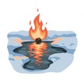 Isolated Pixel Art of Fire Reflection on Melted Ice Surface on White Background Royalty Free Stock Photo