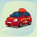 Isolated pizza delivery car Royalty Free Stock Photo