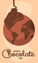 Isolated planet earth with melted chocolate World chocolate day Vector Royalty Free Stock Photo