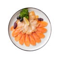 Isolated plate of assorted fish platter appetizer Royalty Free Stock Photo