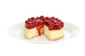 Isolated plate of cherry cheesecake