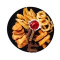 Isolated plate of deep fried appetizers set Royalty Free Stock Photo