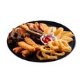 Isolated plate of deep fried appetizers set Royalty Free Stock Photo