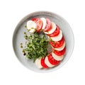 Isolated plate of italian caprese salad