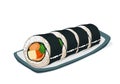 Isolated plate of Sushi raw on white background. Royalty Free Stock Photo