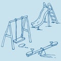 Isolated playground objects on blue Royalty Free Stock Photo