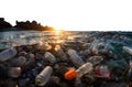 floating trash in the sea. isolated transparent PNG.