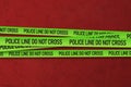 the isolated police line do not cross tape ribbon, crime scene and investigation Royalty Free Stock Photo