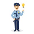 Isolated policeman with idea.