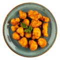 Portion of battered cauliflower appetizer