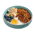 Isolated muesli bowl with blueberries and banana