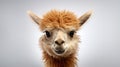 Isolated Portrait Of A Cute Alpaca Face