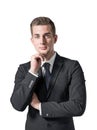 Pensive young businessman, isolated portrait Royalty Free Stock Photo