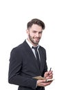 Isolated portrait of a smiling bearded businessman Royalty Free Stock Photo