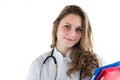 Isolated portrait of a young girl medical student