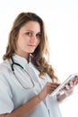 Isolated portrait of a young girl medical student