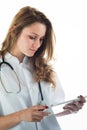 Isolated portrait of a young girl medical student