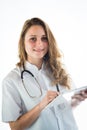 Isolated portrait of a young girl medical student