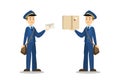 Isolated postmen with parcel.