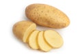 Isolated Potatoes. Raw Slice Potato Vegetables Isolated On White Background