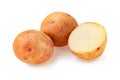 Isolated Potatoes. Whole Potatoe And Cut Isolated On White Background