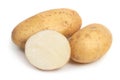 Isolated potatoes. Whole potatoe and cut isolated on white background Royalty Free Stock Photo