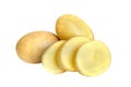 Isolated Potatoes. Whole Potatoe And Cut Isolated On White Background With Clipping Path