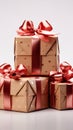 Isolated presents, boxes on white. Evoke holiday spirit, Valentine\'s Day affection.