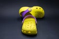 Isolated pretty yellow baby sandals Royalty Free Stock Photo