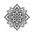 Vintage Stamp Mandalas: Minimalistic Line Engraving On White Background