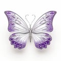 Isolated purple butterfly brooch on white background