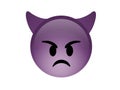 Isolated purple demon devil angry face icon with Horns