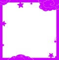 Isolated purple starry cartoon decorative frame with blank template for custom texy in the middle