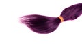 Isolated purple weft of hair with ponytail holder Royalty Free Stock Photo