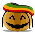 Isolated rastafarian halloween pumpkin