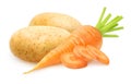 Isolated raw carrot and potatoes Royalty Free Stock Photo