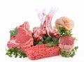 Isolated raw meats Royalty Free Stock Photo