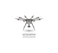 Isolated rc drone logo on white. UAV technology logotype. Unmanned aerial vehicle icon. Remote control device sign