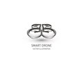 Isolated rc drone logo on white. UAV technology logotype. Unmanned aerial vehicle icon. Remote control device sign
