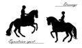 Isolated realistic black silhouettes of two riders