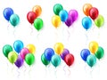 Isolated Realistic Colorful Glossy Flying Air Balloons set. Birthday party. Ribbon.Celebration. Wedding or Anniversary Royalty Free Stock Photo