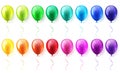 Isolated Realistic Colorful Glossy Flying Air Balloons set. Birthday party. Ribbon.Celebration. Wedding or Anniversary Royalty Free Stock Photo