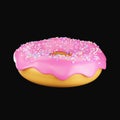 Isolated Realistic Donuts Icon On Black