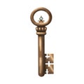 Isolated realistic images of vintage keys