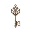 Isolated realistic images of vintage keys