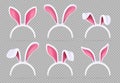 Isolated realistic rabbit ears. Funny easter bunny vector masks